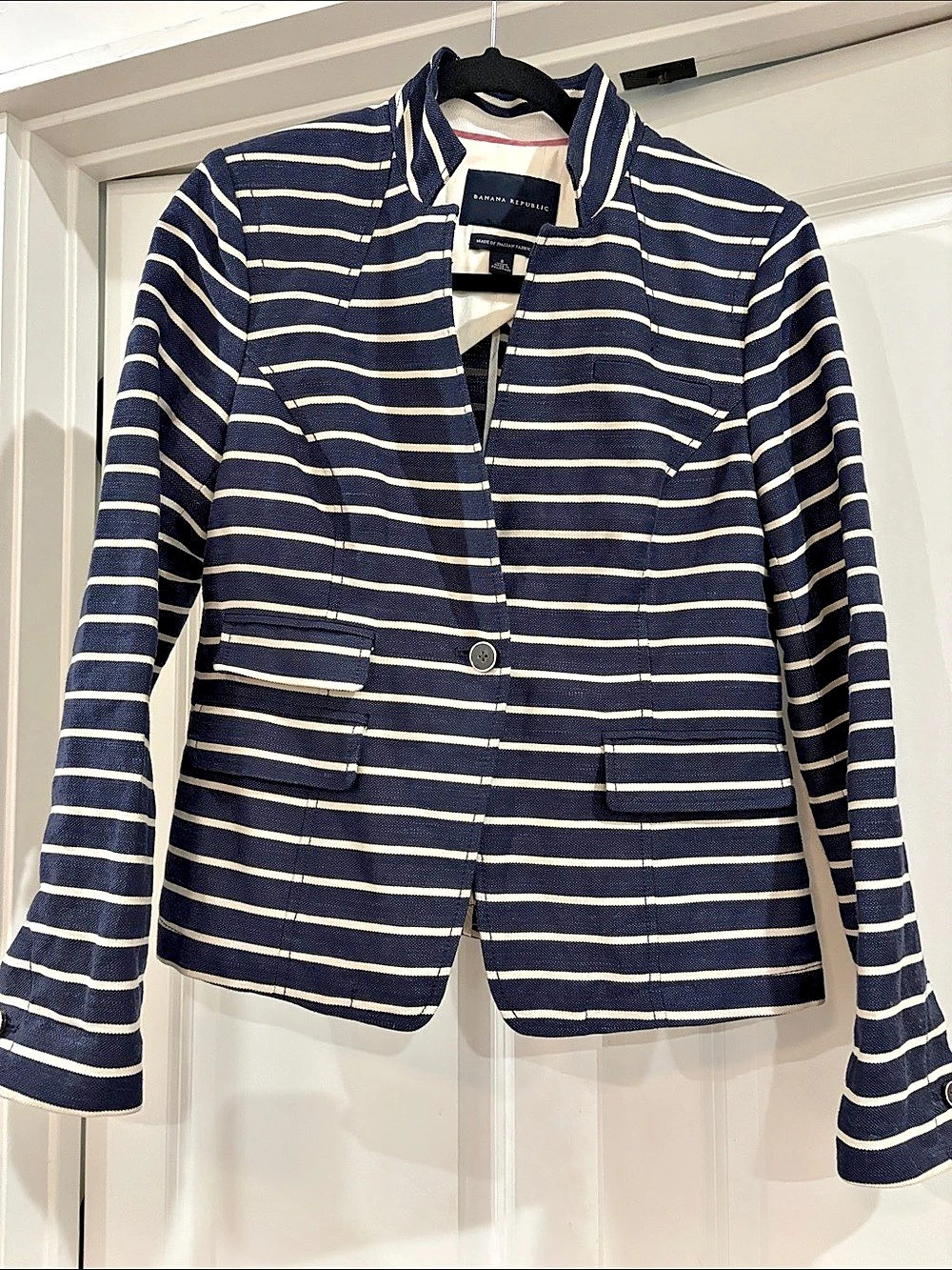 Banana Republic Striped Blazer in Blue & White Size 8